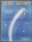 Last Night I Said a Prayer 1941 Sheet Music