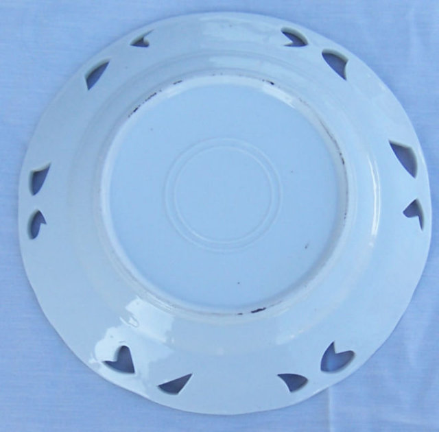 Decorative Plate with Pink Flower and Pierced Edge