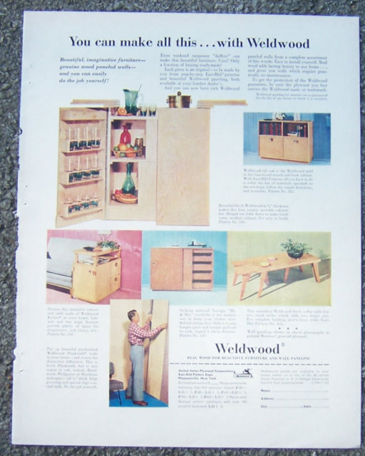 Weldwood Furniture Wood 1953 Magazine Advertisement