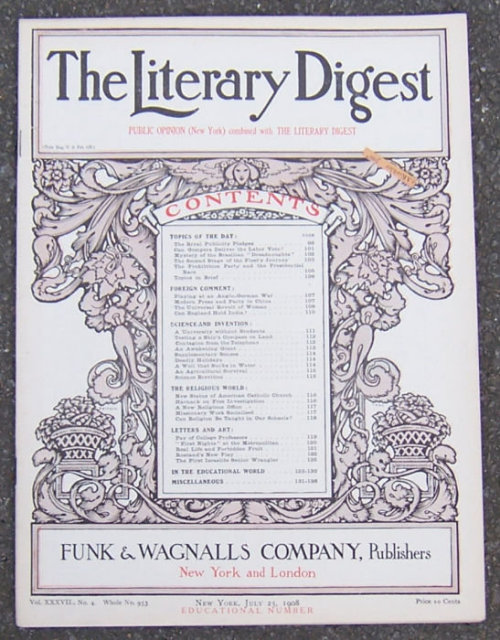 Literary Digest July 25, 1908 Universal Revolt of Women