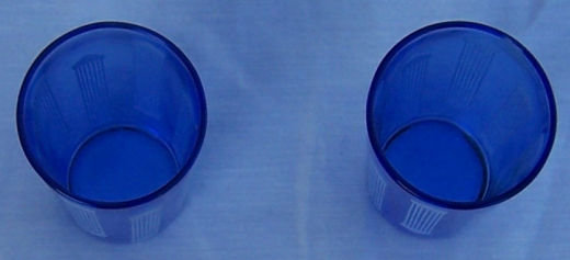 Pair of Deco Cobalt Blue Juice Glasses with White Lines