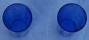 Pair of Deco Cobalt Blue Juice Glasses with White Lines