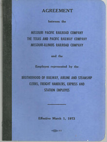 Missouri Pacific Railroad Employee Agreement 1973
