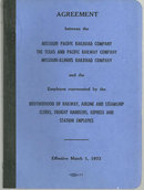 Missouri Pacific Railroad Employee Agreement 1973