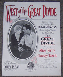 West of the Great Divide 1924 Sheet Music Alice Terry