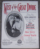 West of the Great Divide 1924 Sheet Music Alice Terry