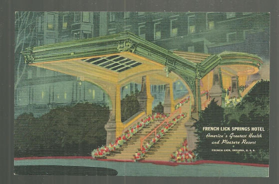 Postcard of Entrance French Lick Springs Hotel, Indiana