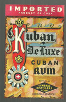 Vintage Kuban De Luxe Imported Cuban Rum Label