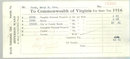 1916 State Personal Tax Bill to the Commonwealth of VA