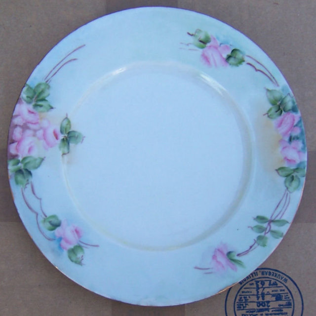 Vintage Handpainted Pink Roses Germany Plate