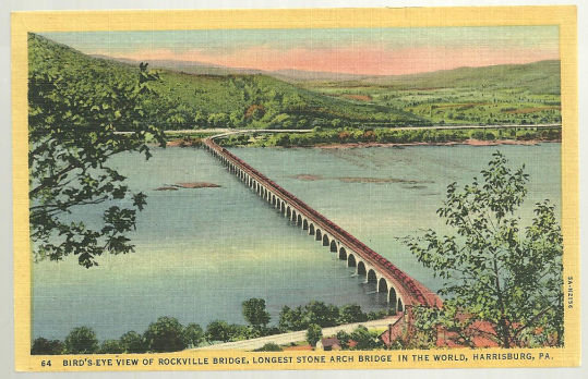 Postcard Bird's Eye View of Rockville Bridge Harrisburg, PA
