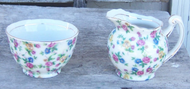 Flower Chintz Occupied Japan China Cream and Sugar