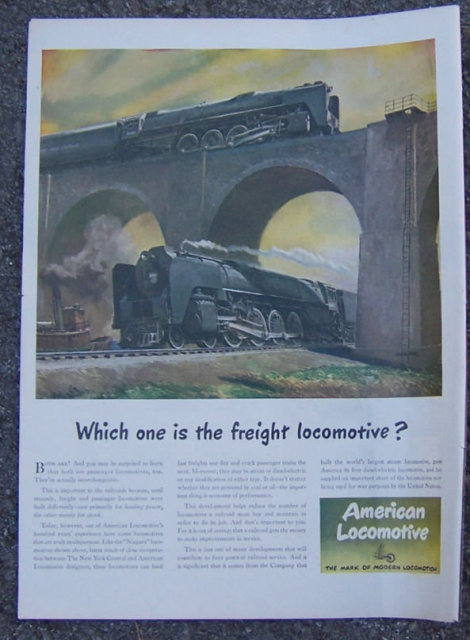 1945 American Locomotive Life Magazine Advertisement