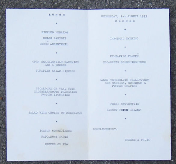 Vintage Menu House of Peter, Peter Island Yacht Club