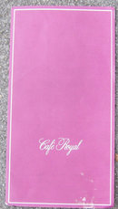 Vintage Menu From Cafe Royal, Dallas, Texas