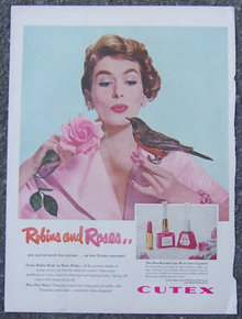1959 Cutex Pink Lipstick and Nail Polish Life Mag Advertisement