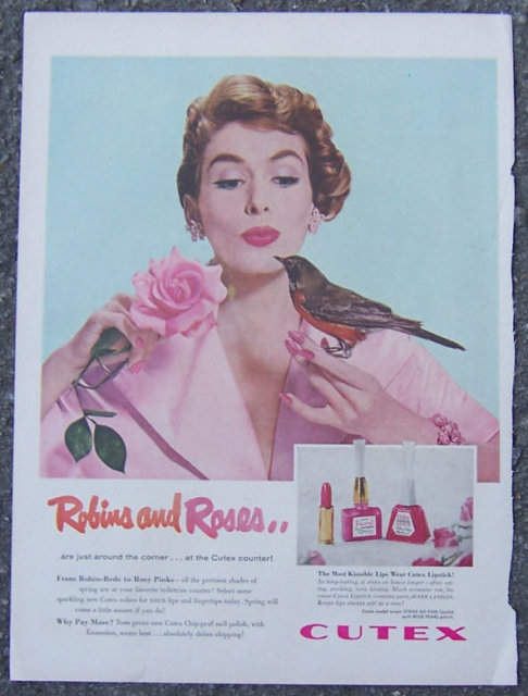 1959 Cutex Pink Lipstick and Nail Polish Life Mag Advertisement