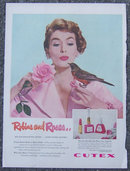 1959 Cutex Pink Lipstick and Nail Polish Life Mag Advertisement
