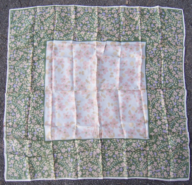 Vintage Vera Square Scarf with Small Pink Flowers