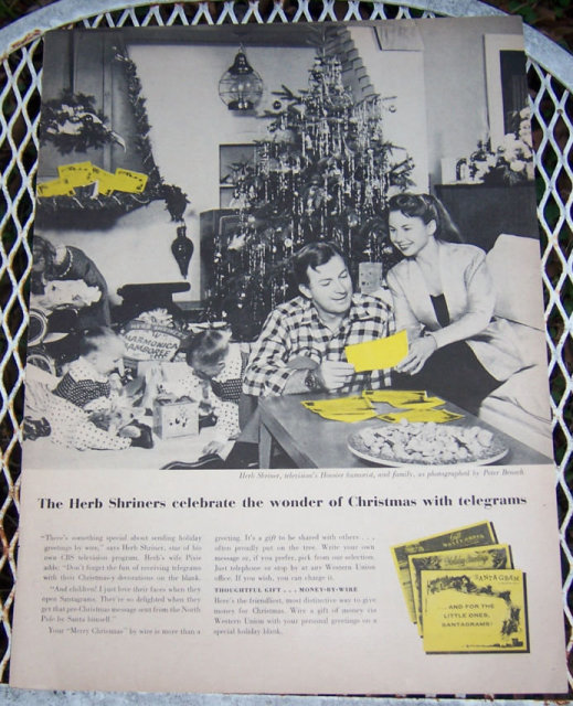 1956 Christmas Telegrams Life Magazine Advertisement