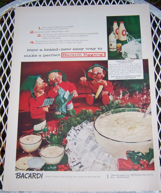 1956 Bacardi Eggnog Magazine Christmas Advertisement