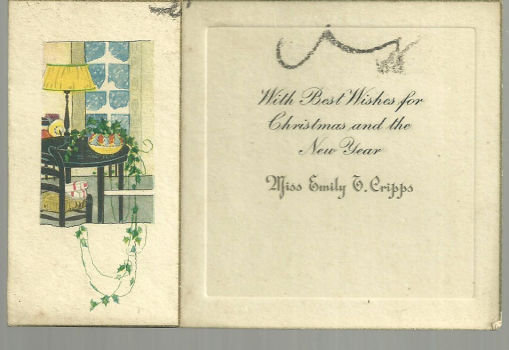 Vintage Merry Christmas and New Year Card with House