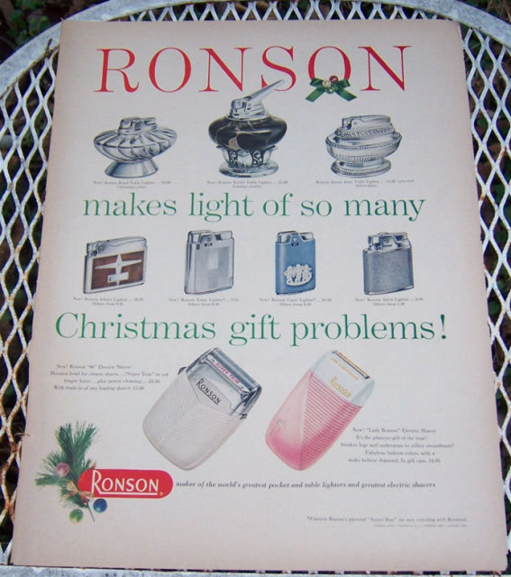 1956 Ronson Life Magazine Christmas Advertisement
