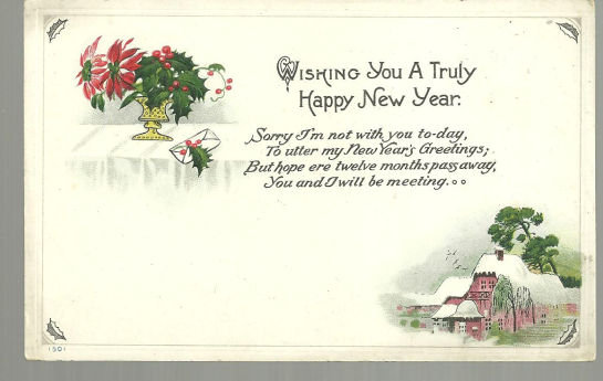 Wishing You a Truly Happy New Year Postcard with Snow