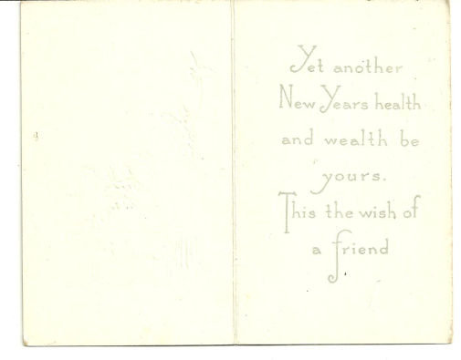 Victorian New Year Greeting Card with Holly and Snow
