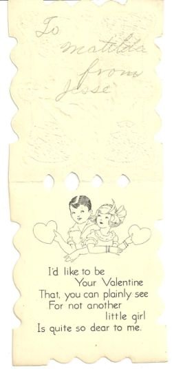 Victorian Valentine with Boy Playing with Dog on Front
