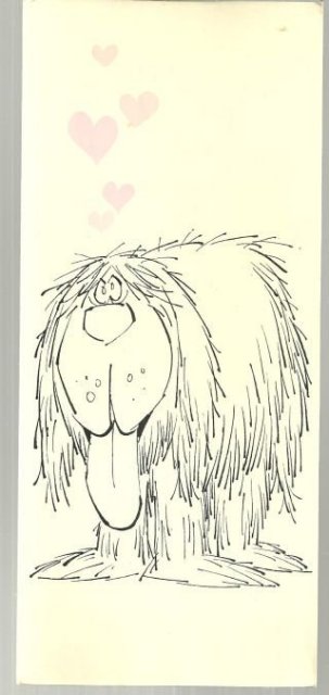 Vintage Valentine Card with Shaggy Love Sick Dog