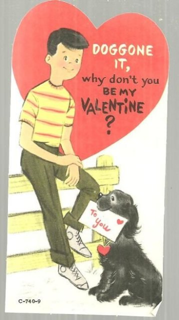 Vintage Valentine Card with Boy and His Dog Doggone It
