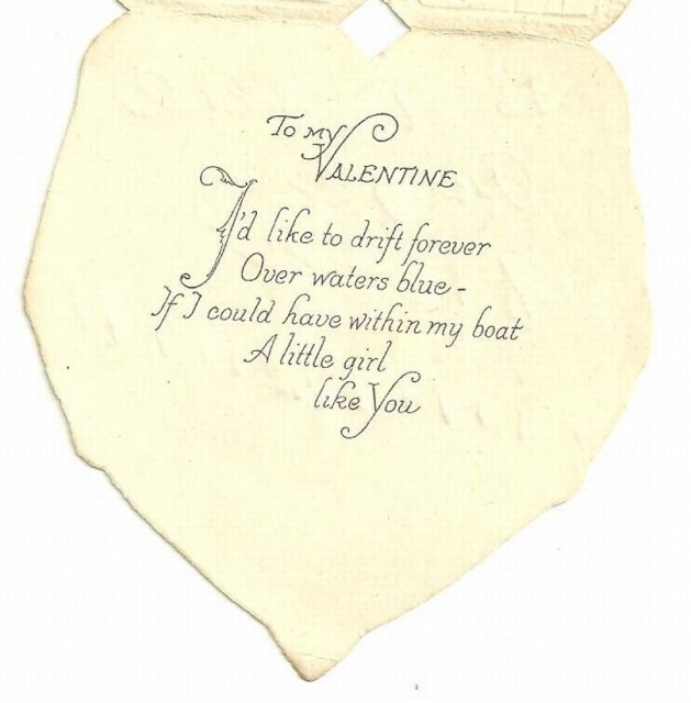 Vintage Valentine Card Little Girl and Boy in Rowboat