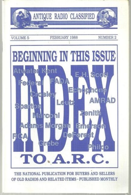 Antique Radio Classified Mag February 1988 AC Radios