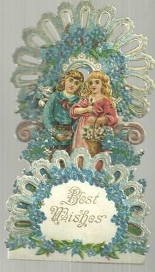 Victorian Fold Out Best Wishes Card with Boy and Girl