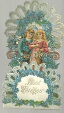 Victorian Fold Out Best Wishes Card with Boy and Girl