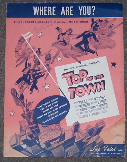 Where are You From Top of the Town 1936 Sheet Music