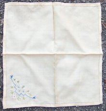 Vintage Brown Handkerchief with Embroidered Flowers