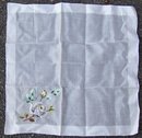 Vintage White Handkerchief with Embroidered Roses
