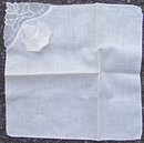 Vintage White Handkerchief with Appliqued White Flower