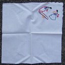 Vintage White Handkerchief with Embroidered Girls