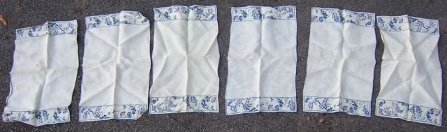 Set of Six Vintage White Embroidered Table Runners