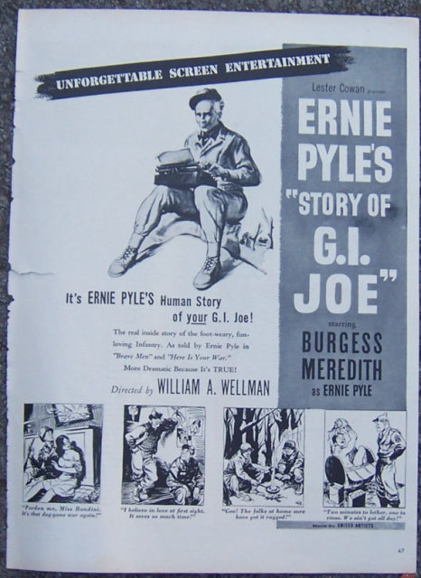 1945 Ernie Pyle's Story of G. I. Joe Movie Life Mag Advertisement