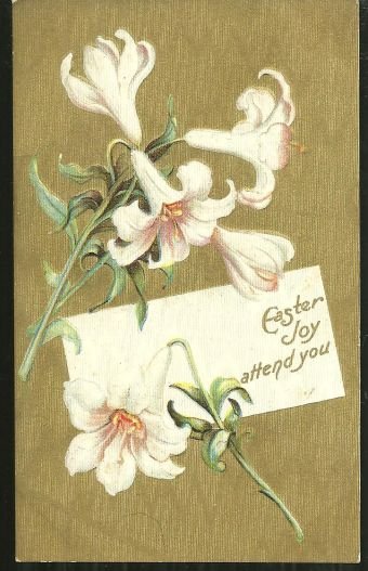 Easter Joy Attend You Postcard with Easter Lilies