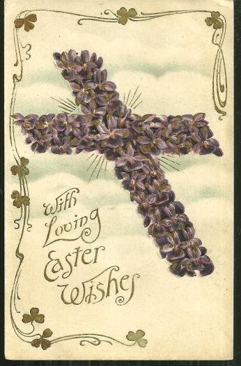 Loving Easter Wishes Postcard with Floral Cross
