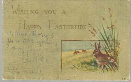 Happy Eastertide Undivided Postcard with Bunnies