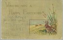 Happy Eastertide Undivided Postcard with Bunnies