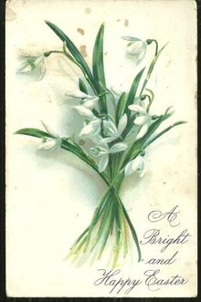 Bright and Happy Easter Tuck's Postcard with Snowdrops