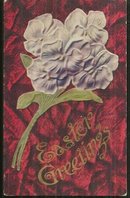 Easter Greetings Postcard with Pansy Bouquet 1910