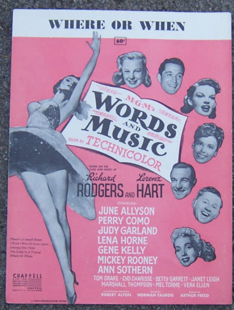 Where or When 1937 June Allyson Movie Sheet Music